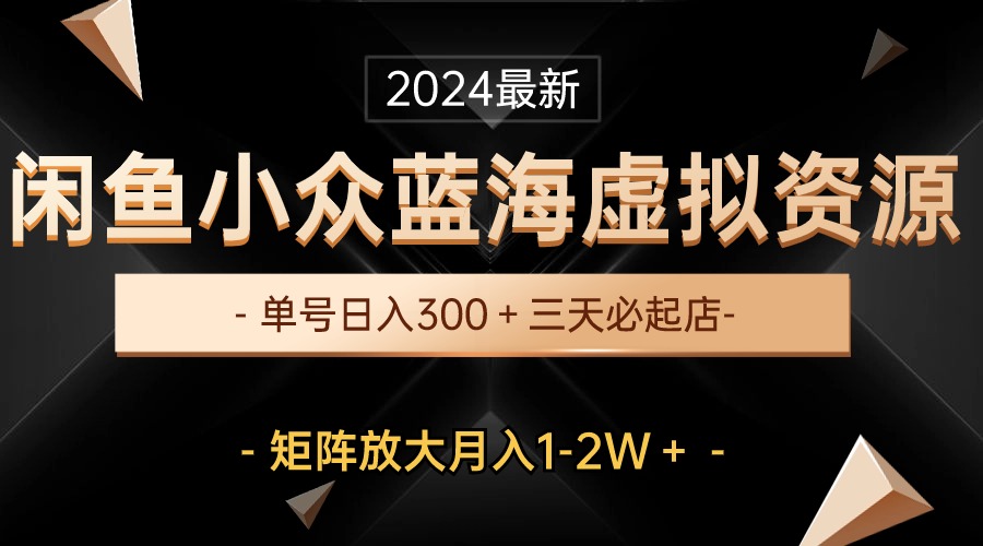 （10336期）最新闲鱼小众蓝海虚拟资源，单号日入300＋，三天必起店，矩阵放大月入1-2W-test