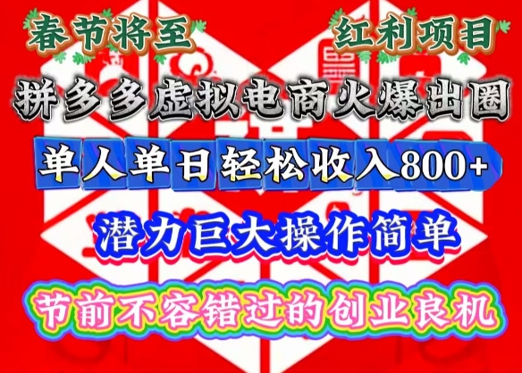 春节将至，拼多多虚拟电商火爆出圈，潜力巨大操作简单，单人单日轻松收入多张【揭秘】-test