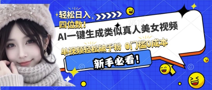 AI一键生成接近真人美女视频，单视频轻松破千粉，操作简单-test