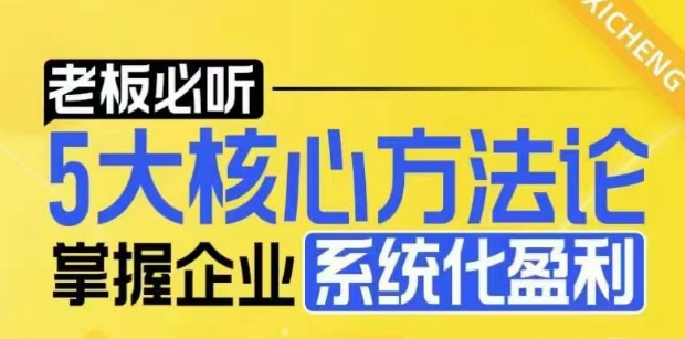 【老板必听】5大核心方法论，掌握企业系统化盈利密码-test