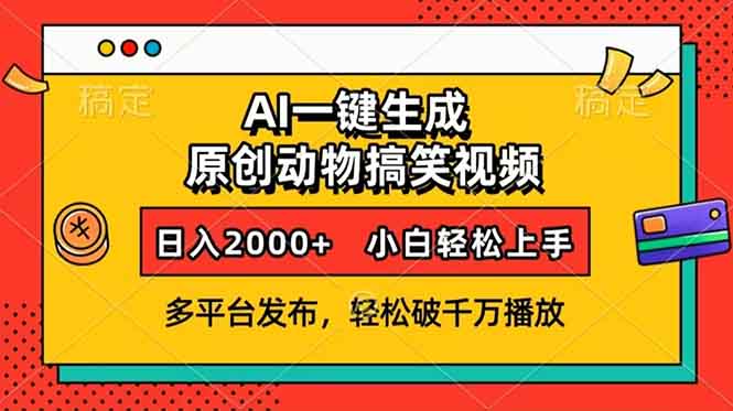 AI一键生成动物搞笑视频，多平台发布，轻松破千万播放，日入2000+，小…-test