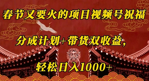 春节又要火的项目视频号祝福，分成计划+带货双收益，轻松日入几张【揭秘】-test