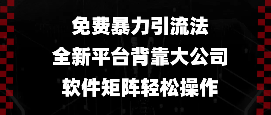 免费暴力引流法，全新平台，背靠大公司，软件矩阵轻松操作-test