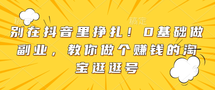 别在抖音里挣扎！0基础做副业，教你做个赚钱的淘宝逛逛号-test