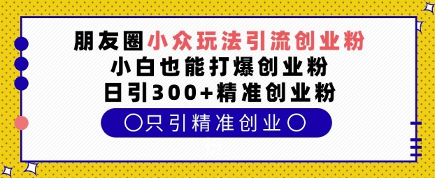 朋友圈小众玩法引流创业粉，小白也能打爆创业粉，日引300+精准创业粉【揭秘】-test