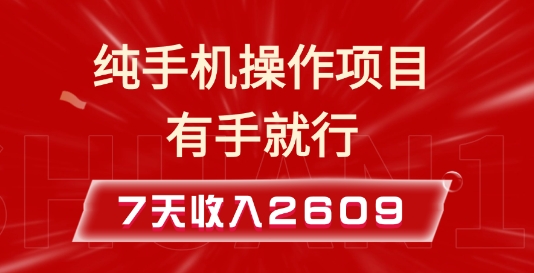 纯手机操作的小项目，有手就能做，7天收入2609+实操教程【揭秘】-test