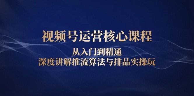 视频号运营核心课程，从入门到精通，深度讲解推流算法与排品实操玩-test