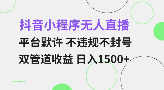 抖音小程序无人直播 平台默许 不违规不封号 双管道收益 日入多张 小白也能轻松操作【仅揭秘】-test