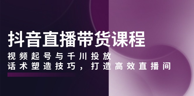 抖音直播带货课程，视频起号与千川投放，话术塑造技巧，打造高效直播间-test