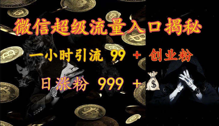 微信超级流量入口揭秘：一小时引流 99 + 创业粉，日涨粉 999 +-test