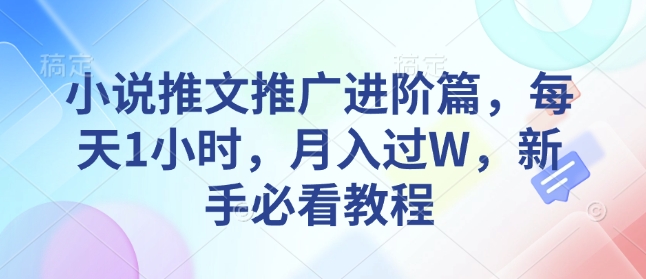 小说推文推广进阶篇，每天1小时，月入过W，新手必看教程-test