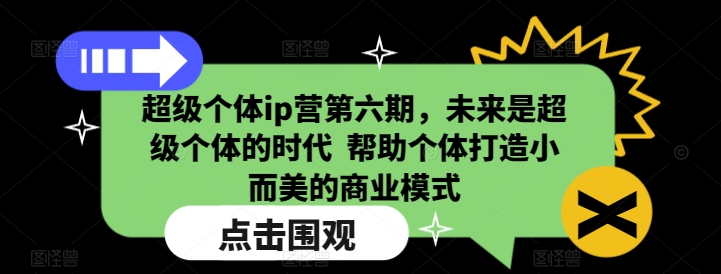 超级个体ip营第六期，未来是超级个体的时代  帮助个体打造小而美的商业模式-test