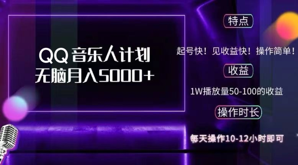 2024 QQ音乐人计划，纯无脑操作，轻松月入5000+，可批量放大操作-test