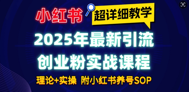 2025年最新小红书引流创业粉实战课程【超详细教学】小白轻松上手，月入1W+，附小红书养号SOP-test