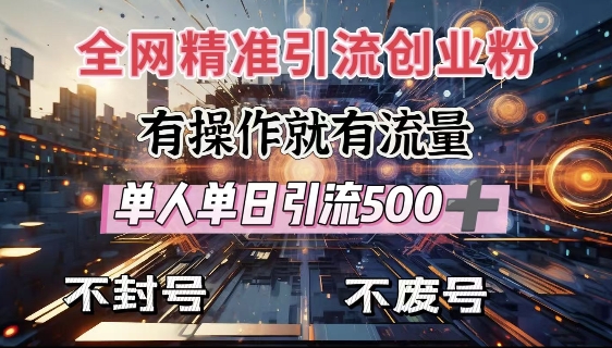 全网独家引流创业粉，有操作就有流量，单人单日引流500+，不封号、不费号-test
