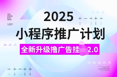 2025小程序推广计划，全新升级撸广告挂JI2.0玩法，日入多张，小白可做【揭秘】-test