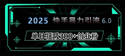 2025年快手6.0保姆级教程震撼来袭，单日狂吸300+精准创业粉-test