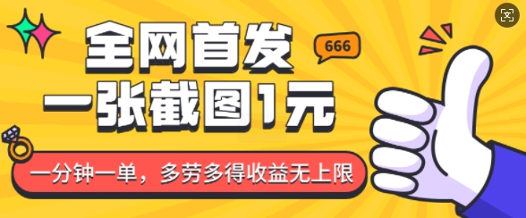 全网首发，一张截图1块钱，一分钟一单，多劳多得，收益无上限-test
