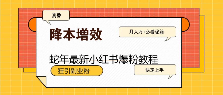 蛇年最新小红书爆粉教程，狂引副业粉，月入万+必看-test