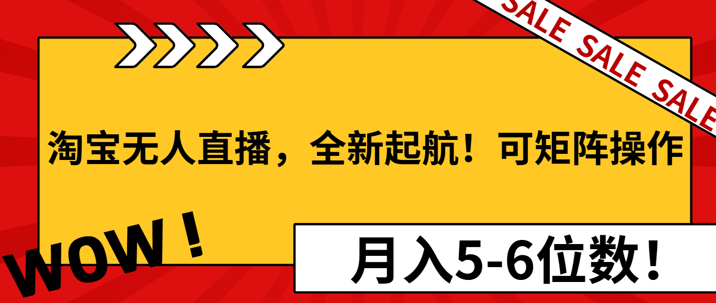 淘宝无人直播，全新起航！可矩阵操作，月入5-6位数！-test