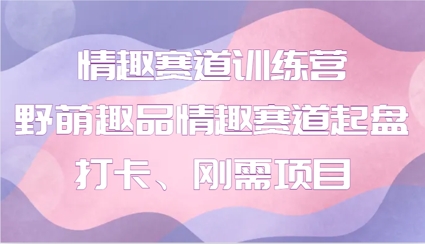 情趣赛道训练营 野萌趣品情趣赛道起盘打卡、刚需项目-test