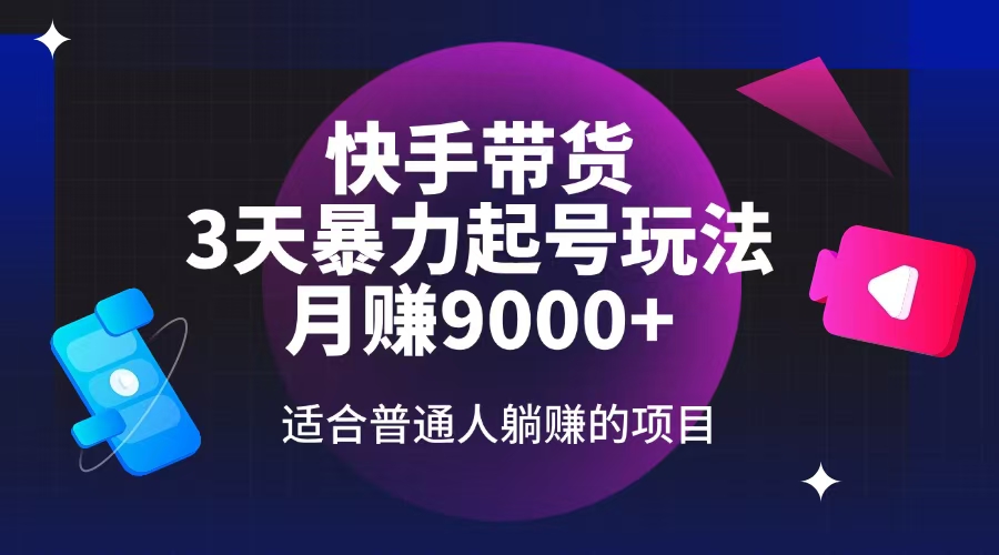 快手带货，3天起号暴力玩法，月赚9000+，适合普通人躺赚的项目-test