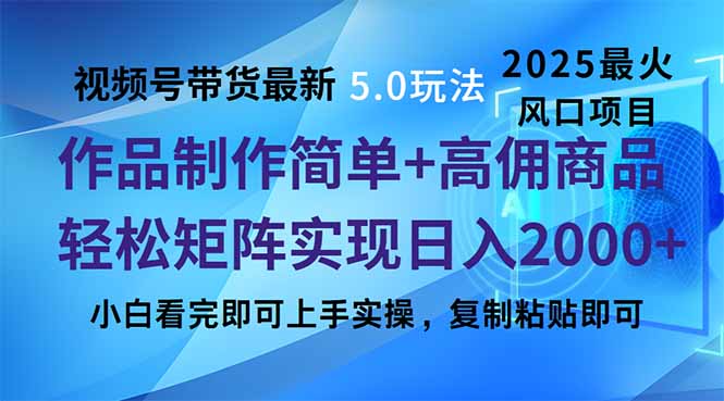 视频号带货最新5.0玩法，作品制作简单，当天起号，复制粘贴，轻松矩阵…-test