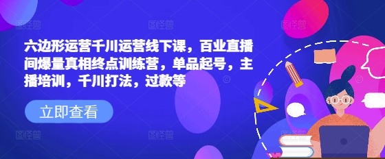 六边形运营千川运营线下课，百业直播间爆量真相终点训练营，单品起号，主播培训，千川打法，过款等-test