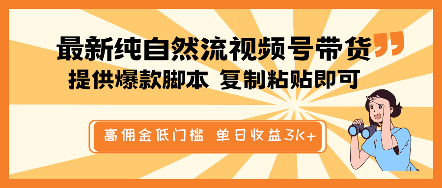 最新纯自然流视频号带货，提供爆款脚本简单 复制粘贴即可，高佣金低门槛，单日收益3K+-test