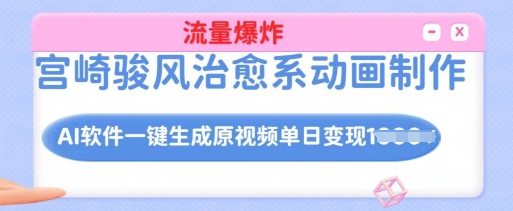 宫崎骏风治愈系动画制作，AI软件一键生成原创视频流量爆炸，单日变现多张，详细实操流程-test