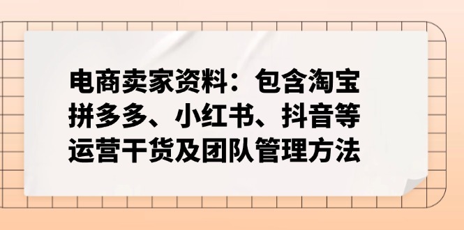 电商卖家资料：包含淘宝、拼多多、小红书、抖音等运营干货及团队管理方法-test
