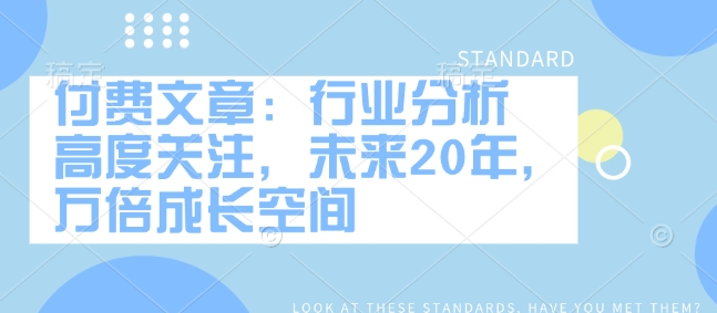 付费文章：行业分析 高度关注，未来20年，万倍成长空间-test
