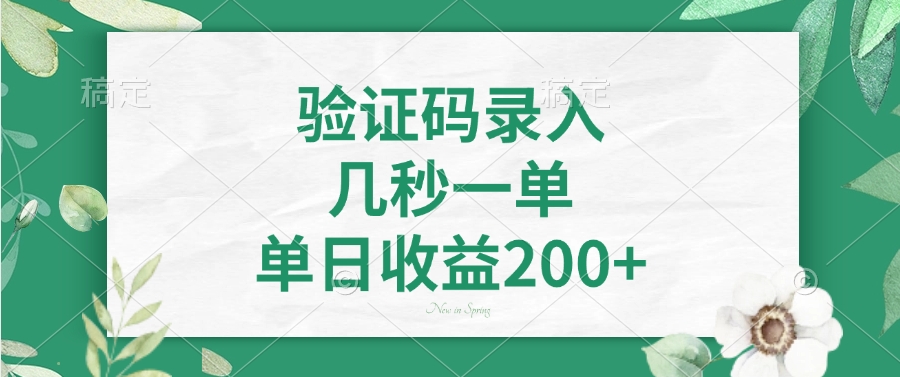 验证码录入，几秒一单，单日收益200+-test
