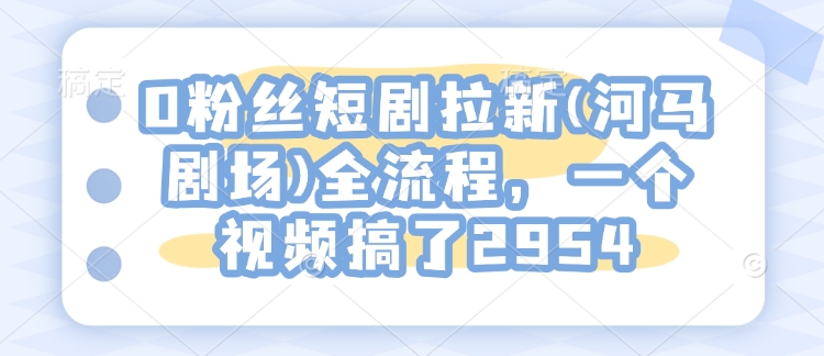 0粉丝短剧拉新(河马剧场)全流程，一个视频搞了2954-test