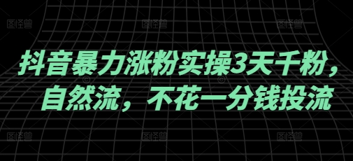 抖音暴力涨粉实操3天千粉，自然流，不花一分钱投流，实操经验分享-test