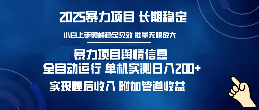 暴力项目舆情信息：多平台全自动运行 单机日入200+ 实现睡后收入-test