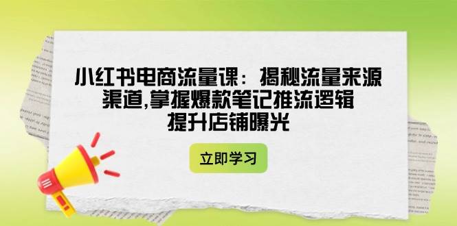 小红书电商流量课：揭秘流量来源渠道,掌握爆款笔记推流逻辑,提升店铺曝光-test