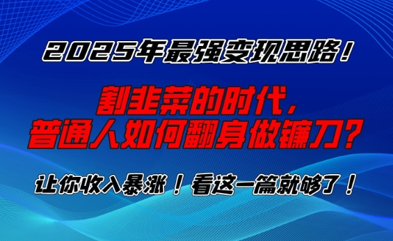 2025年最强变现思路，割韭菜的时代， 普通人如何翻身做镰刀？【揭秘】-test