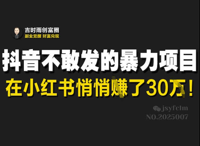抖音不敢发的暴利项目，在小红书悄悄挣了30W-test