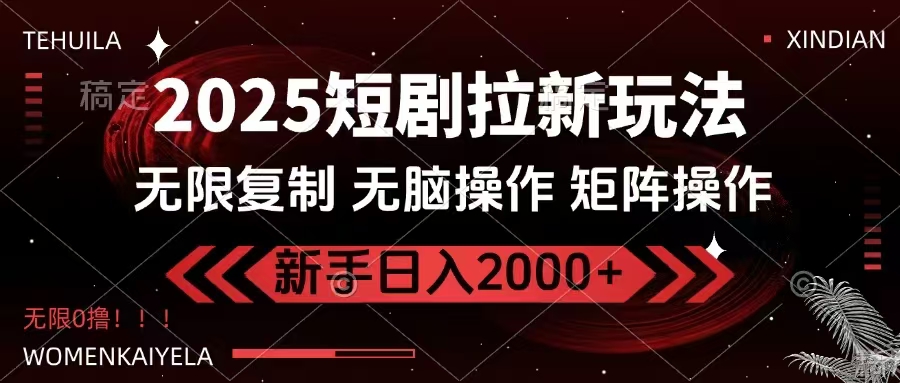 2025短剧拉新玩法，无需注册登录，无限0撸，无脑批量操作日入2000+-test