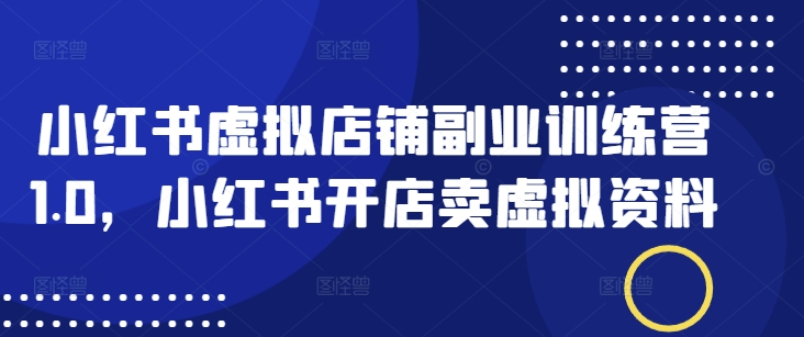 小红书虚拟店铺副业训练营1.0，小红书开店卖虚拟资料-test