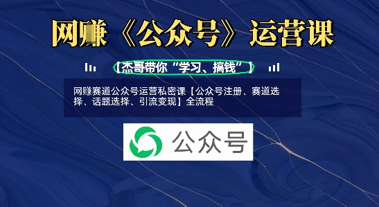 网创赛道公众号运营私密课【公众号注册、赛道选择、话题选择、引流变现】全流程-test