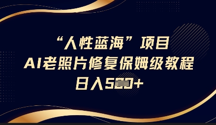 人性蓝海AI老照片修复项目保姆级教程，长期复购，轻松日入5张-test