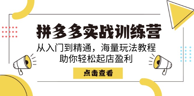 拼多多实战训练营，从入门到精通，海量玩法教程，助你轻松起店盈利-test