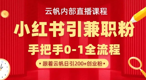 云帆内部直播课，小红书引流兼职粉教程，日引500+月变现过W-test