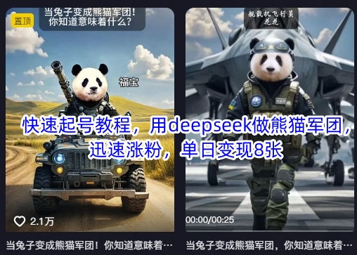 快速起号教程，用deepseek做熊猫军团，迅速涨粉，单日变现8张-test