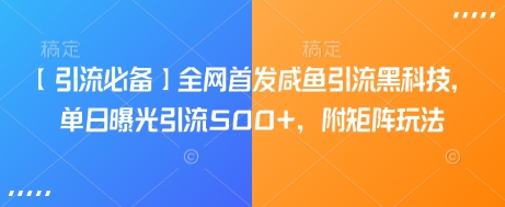 【引流必备】全网首发咸鱼引流黑科技，单日曝光引流500+，附矩阵玩法【揭秘】-test