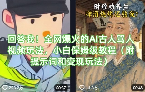 回答我！全网爆火的AI古人骂人视频玩法，小白保姆级教程(附提示词和变现玩法)-test