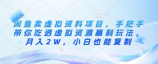 闲鱼卖虚拟资料项目，手把手带你吃透虚拟资源暴利玩法，月入2W，小白也能复制-test