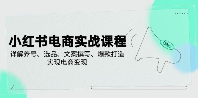 小红书电商实战课程，详解养号、选品、文案撰写、爆款打造，实现电商变现-test